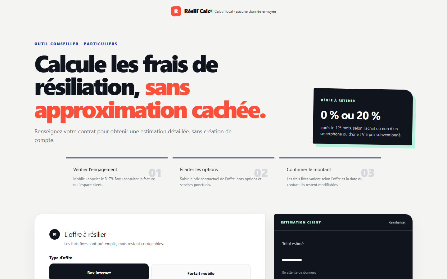 Aperçu du calculateur ResiliCalc